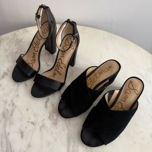 Two Pairs of Sam Edelman Black Heels / Mules Bundle! Size 4.5 and 5